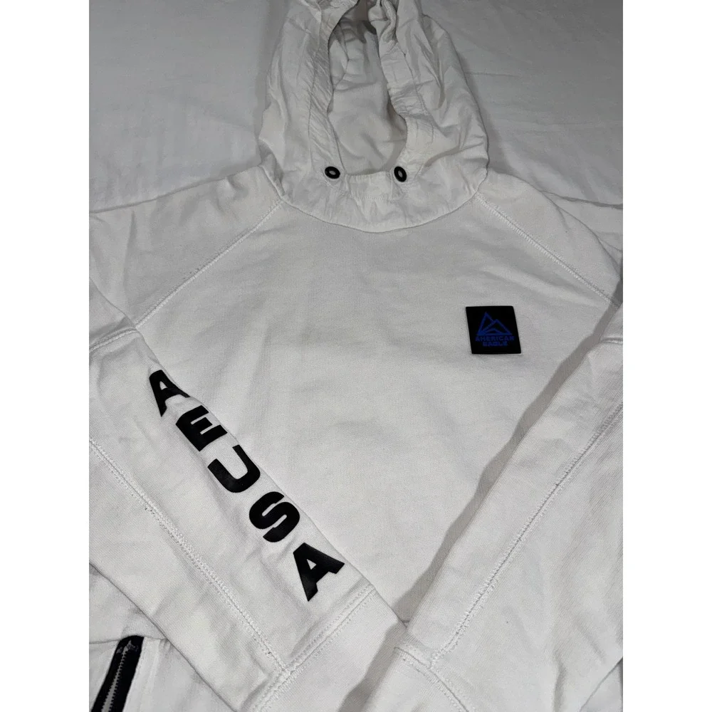 American Eagle AE USA White Black‎ Graphic Pullover Hoodie Mens Size XS